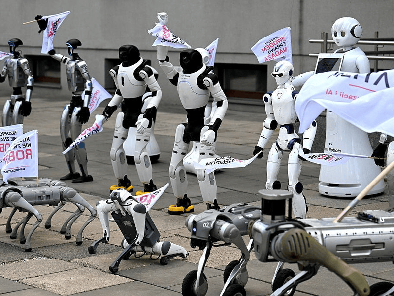 Robots marcharon en Varsovia para reclamar regulación sobre inteligencia artificial